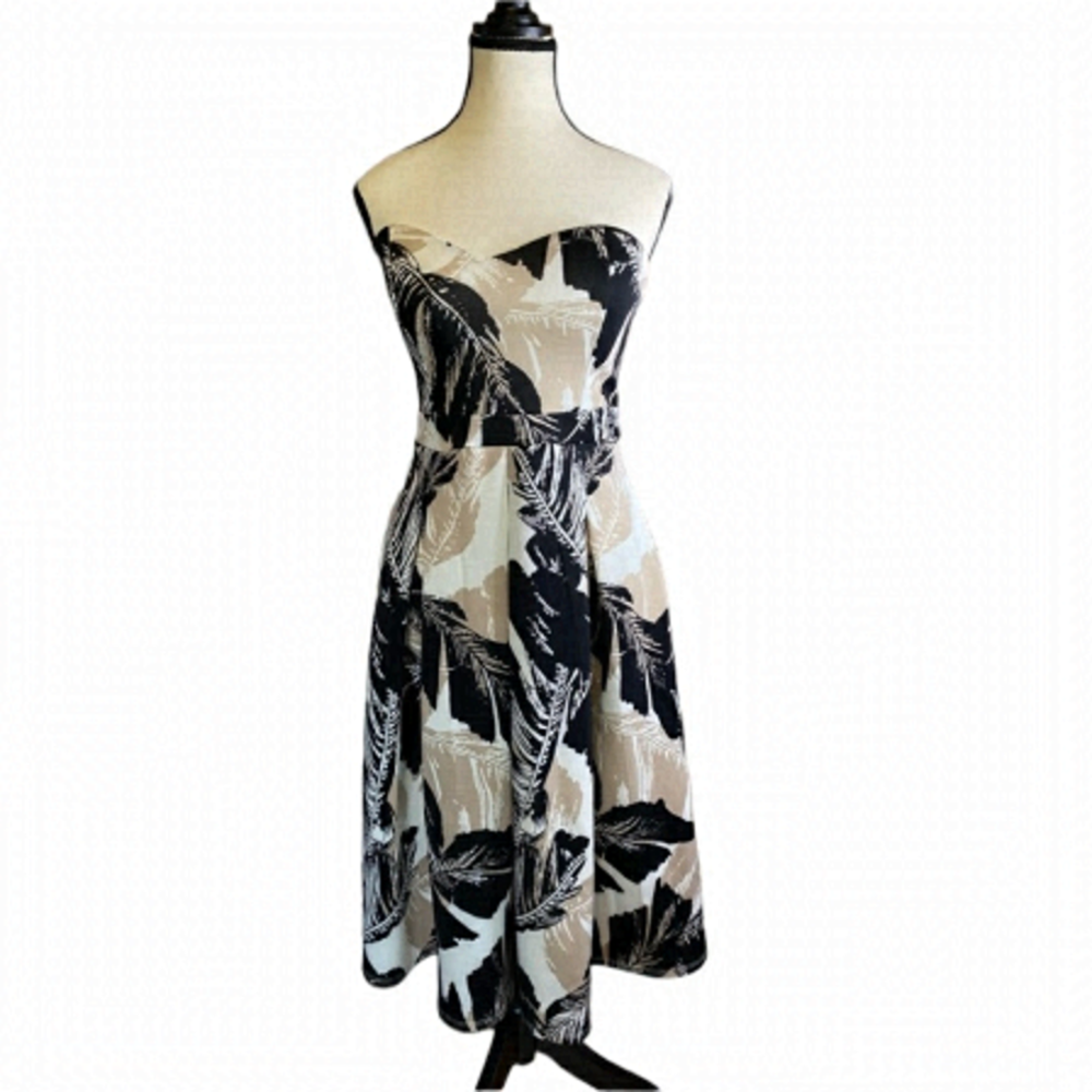 Revamped Strapless Tan & Black Skater Dress Size S - Picture 3 of 17